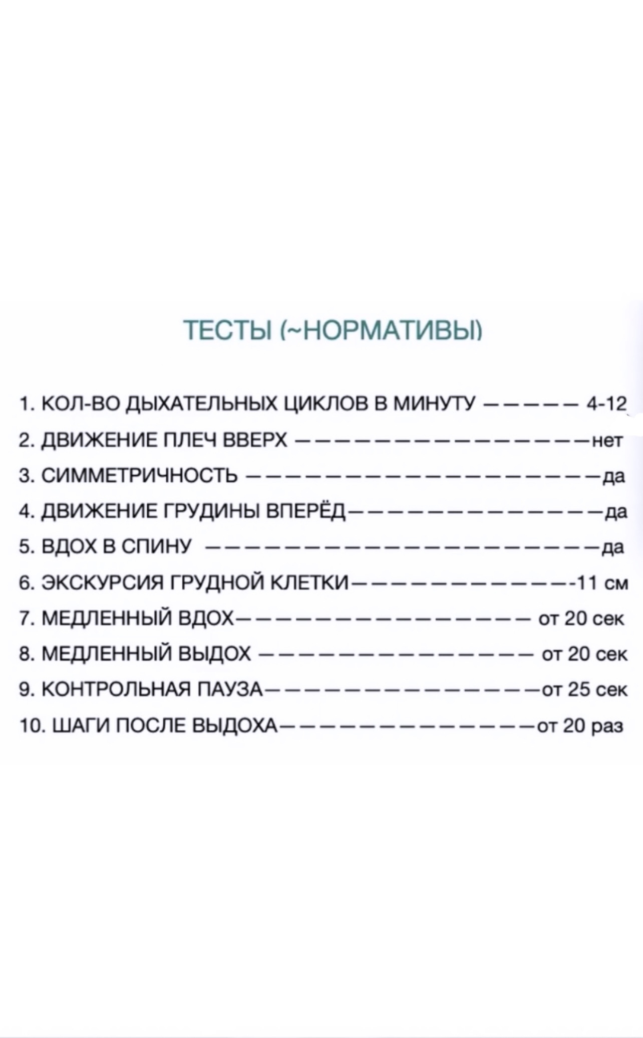 Тестирование дыхание